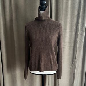 A. Giannetti Luxury 100% 2-Ply Cashmere Cocoa Brown Ribbed Turtleneck Sweater